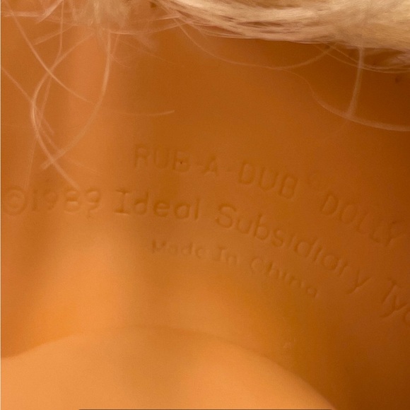 Vintage 1989 ideal rub A dub dolly nursery doll jointed bath time blonde romper - Picture 10 of 10